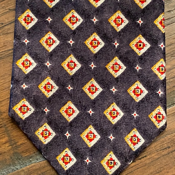 Putti Uomo 100% Silk Tie Gold & Gray & Red EUC - Picture 8 of 8